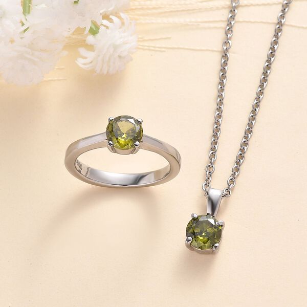 Peridot Zirkonia Schmuckset  Edelstahl image number 2