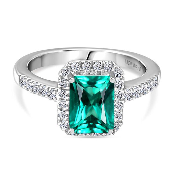 Luxuriant - AAA Lab Created Kolumbianischer Smaragd, Lab Grown Diamant Ring 925 Silber rhodiniert (Größe 18.00) ca. 2.10 ct image number 0