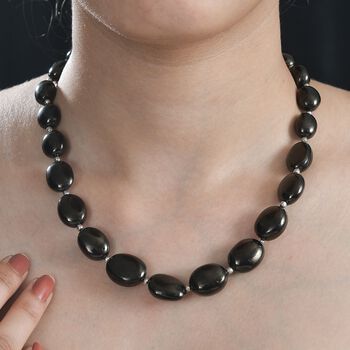 Elite Shungit Halskette ca. 45 cm 925 Silber rhodiniert ca. 175,00 ct.