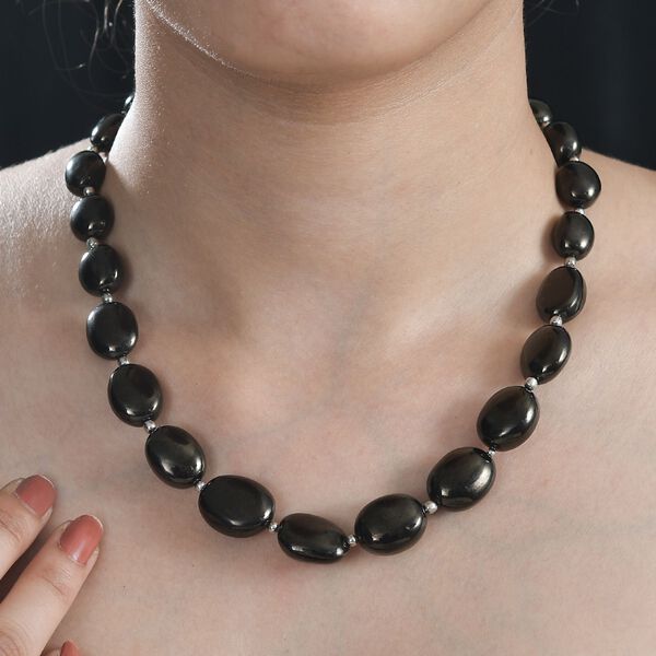 Elite Shungit Halskette ca. 45 cm 925 Silber rhodiniert ca. 175,00 ct. image number 3