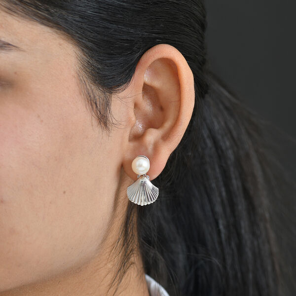 EVER TRUE S&uuml;&szlig;wasser Perle (8-10 mm) Ohrringe Nickelfreies Messing, Silberfarben image number 3