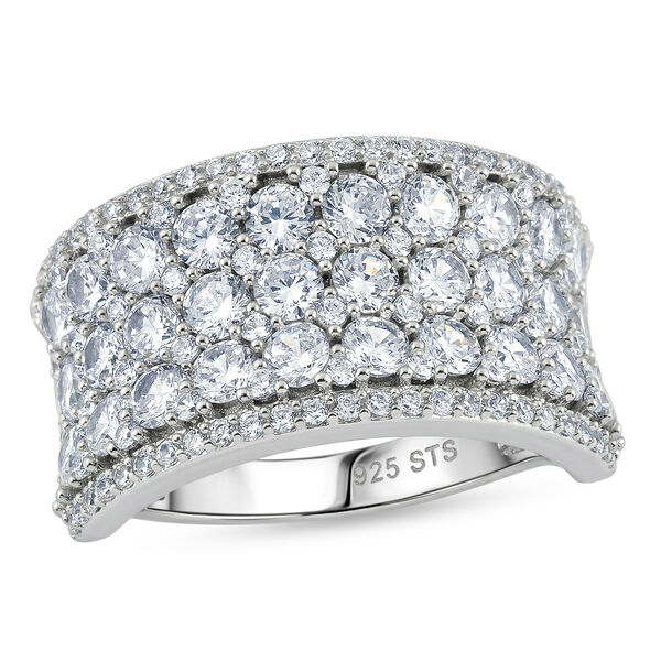 LUSTRO STELLA Premium AAA kubisch Zirkonia Cluster Ring 925 Silber Platin-&Uuml;berzug