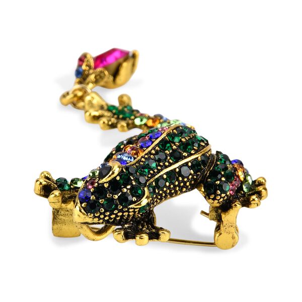 Mehrfarbiger Kristall Brosche Antikes Gold image number 3