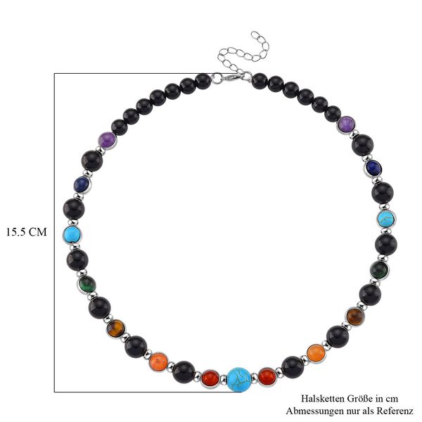 Mehrfarbige Edelsteine Chakra Halskette, ca. 45cm + 5cm Extender, ca. 213.00 ct image number 6