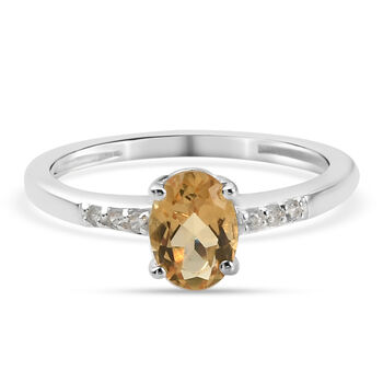 Citrin und Zirkon Ring 925 Silber (Gr&ouml;&szlig;e 17.00) ca. 0,82 ct