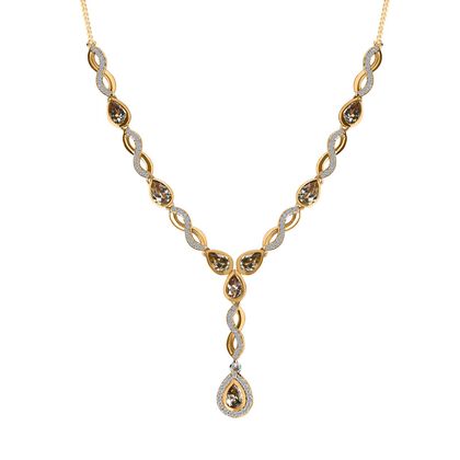 AAA Turkizit, wei&szlig;es Zirkon Collier, ca. 45 cm, 925 Silber Gelbgold Vermeil ca. 4.57 ct