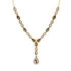 AAA Turkizit, weißes Zirkon Collier, ca. 45 cm, 925 Silber Gelbgold Vermeil ca. 4.57 ct