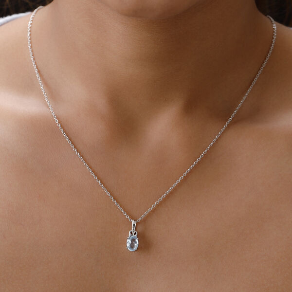 Himmelblauer Topas Anh&auml;nger 925 Silber platiniert ca. 1,48 ct image number 2