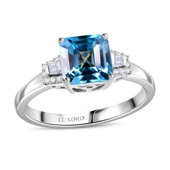 AAA Blauer Zirkon, Wei&szlig;er Diamant Ring 375 Gold (Gr&ouml;&szlig;e 17.00) ca. 2,62 ct