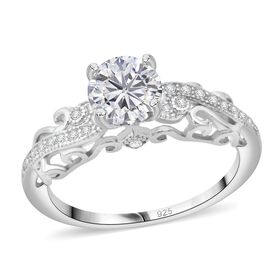 Lustro Stella Weißer Zirkonia Ring 925 Silber rhodiniert (Größe 19.00)