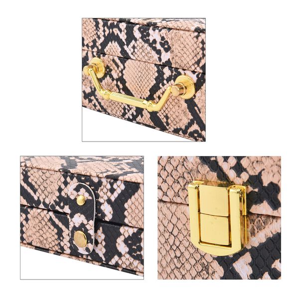 2er-Set, Schmuckkasten mit Reise-Etui aus Kunstleder mit Python-Pr&auml;gung, 24x19x9 und 22x17x3 cm, Elfenbein image number 7