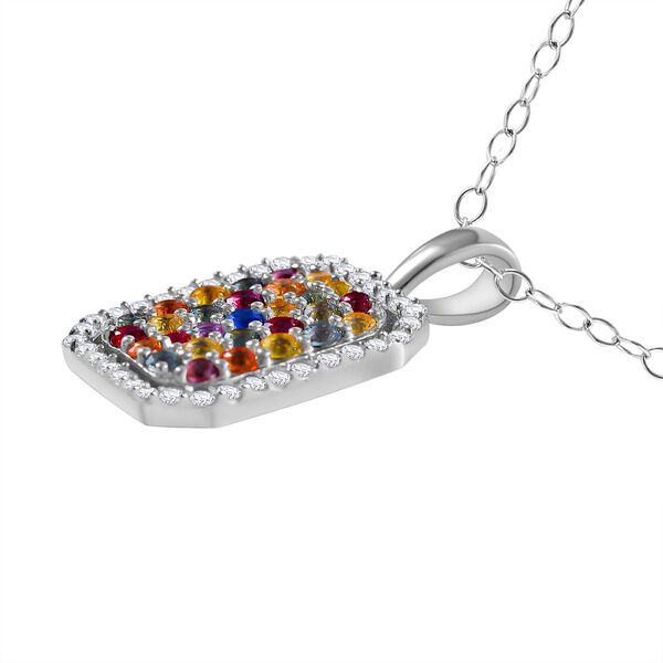 AA Regenbogen Saphir Anh&auml;nger mit Kette, 925 Silber platiniert ca. 1.57 ct image number 2