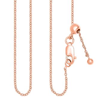 Verstellbare Halskette, 925 Silber 750 Ros&eacute;vergoldet, ca. 45 cm