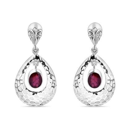 Royal Bali - Afrikanischer Rubin (Fissure gef&uuml;llt) Ohrringe, 925 Silber ca. 3.83 ct