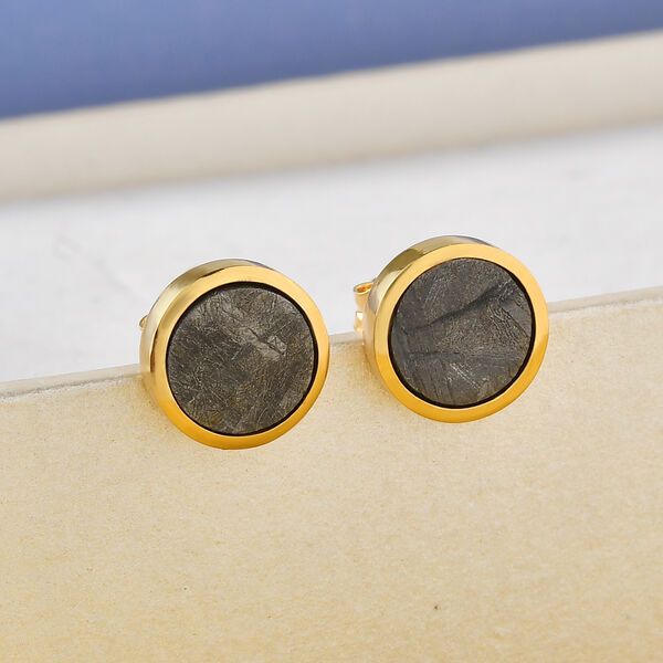 Meteorit Ohrstecker 925 Silber vergoldet ca. 6,14 ct image number 2