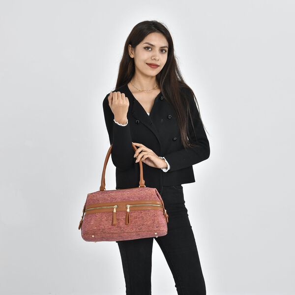 Handtasche aus Naturkork mit RFID-Schutz, Rot image number 1