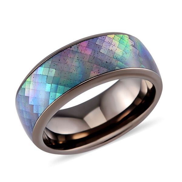 Perlmutt Ring Reiner Edelstahl IP-Schwarz-Plattierung (Größe 17.00) image number 4