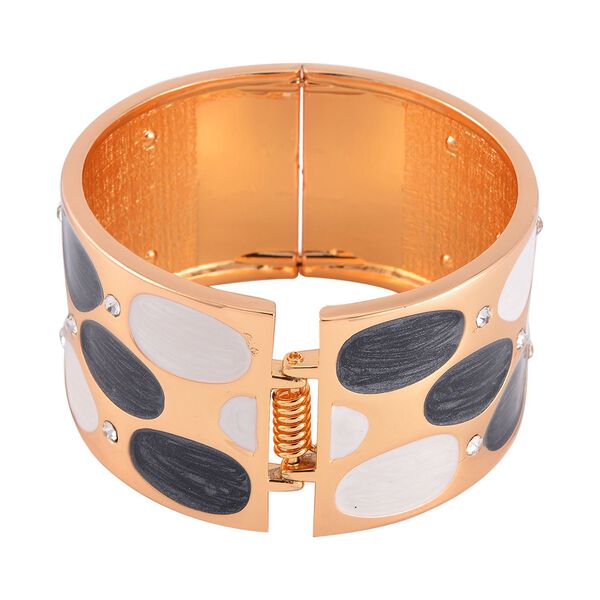 Emailliertes Pebble-Muster-Armreif, Weißer Kristall, ca. 18 cm image number 4