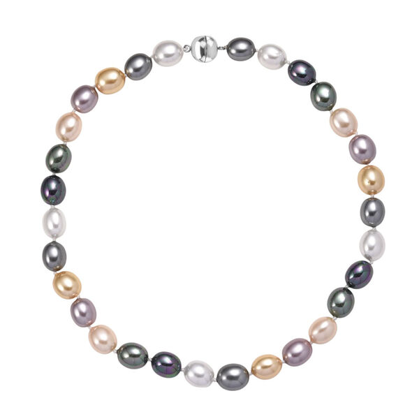 Mehrfarbige Oval Muschelkernperle 50cm Halskette und flexibles Armband image number 4