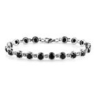 Schwarzes Spinell-Armband, 19 cm, Edelstahl ca. 11.36 ct