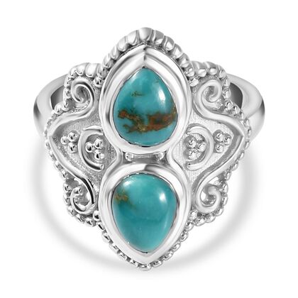 Sierra Nevada T&uuml;rkis Ring, 925 Silber platiniert (Gr&ouml;&szlig;e 18.00) ca. 2.20 ct