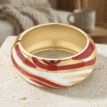 Emaille-Armreif im Wellen-Design, ca. 18 cm, Coral