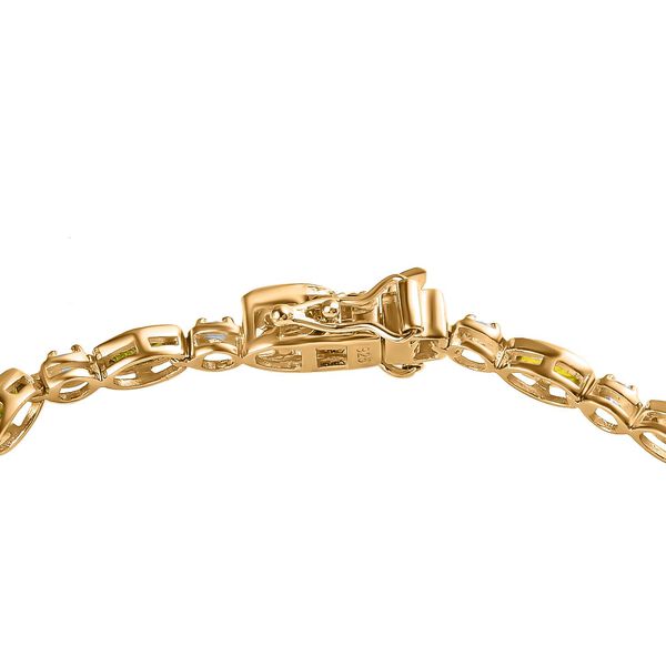 AA Nat&uuml;rliches, italienisches Vesuvianit, Wei&szlig;er Zirkon Armband, ca. 18 cm,  925 Silber Gelbgold Vermeil, ca. 6.07 ct image number 4