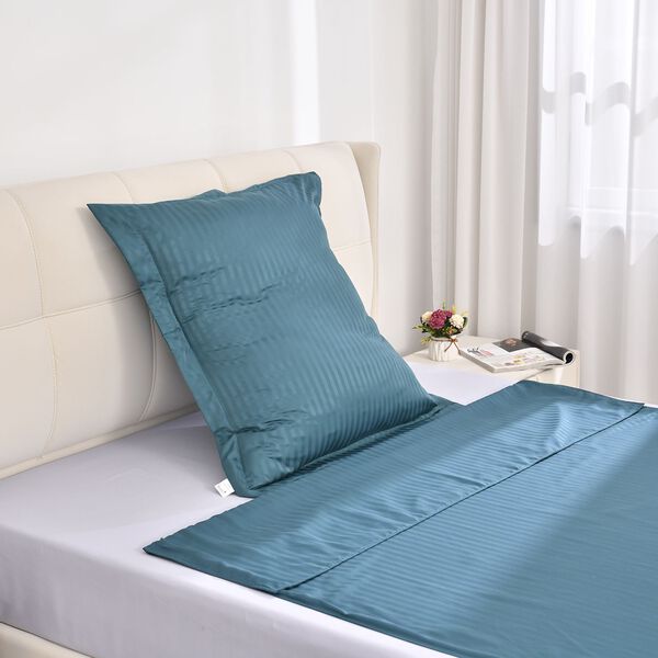 2-teiliges Bettw&auml;sche-Set mit vertikalem Streifenmuster, 135x200 cm und 80x80 cm, Dunkelgr&uuml;n image number 4