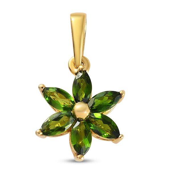 Nat&uuml;rlicher Chromdiopsid-Anh&auml;nger, 925 Silber vergoldet ca. 0,94 ct