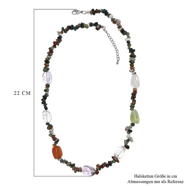 Multi Edelstein und indische Achat Halskette, 60cm - 300 ct. image number 6