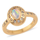 Natürlicher Äthiopischer Opal und Zirkon Ring 925 Silber vergoldet  ca. 0,92 ct image number 3
