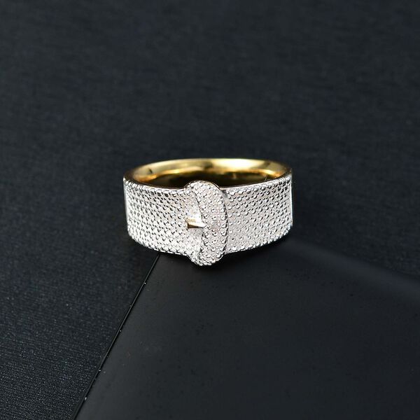 Designer Inspirierter - Wei&szlig;er Diamant Schnalle Ring, Goldfarben (Gr&ouml;&szlig;e 21.00) image number 1