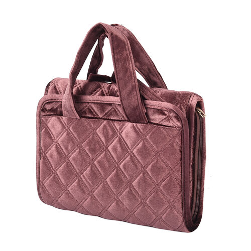 Reisetasche für Kosmetik und Schmuck mit abnehmbarem Schmuckfach, gefaltet 25x20x4cm, ungefaltet 25x78x4cm, braun image number 1