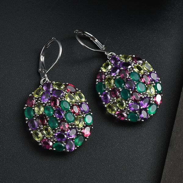 Rhodolith Granat, Peridot Ohrringe Edelstahl ca. 11.98 ct image number 2