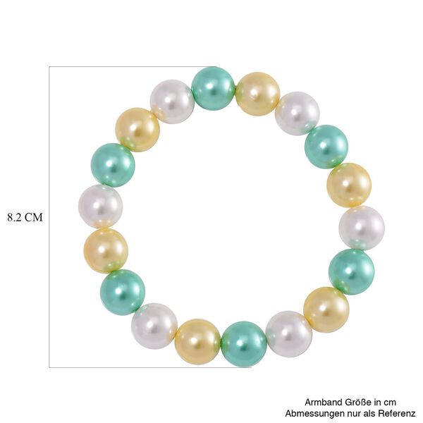Goldenes, wei&szlig;es und gr&uuml;nes Muschelkernperlen-Armband image number 5