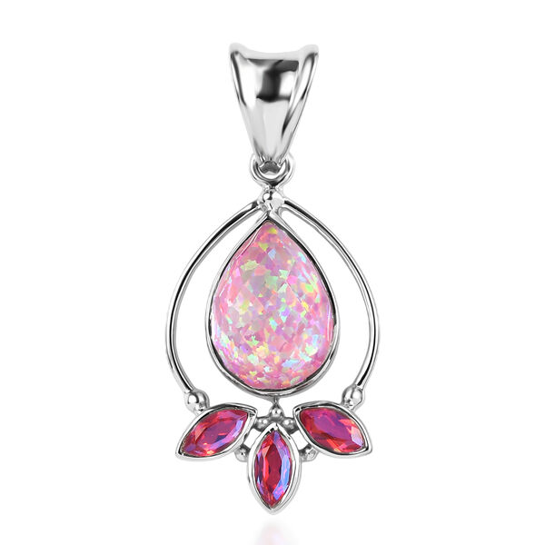 Sajen Silber-Opal Dublett, Mystischer Quarz des Regenbogenvulkans Anh&auml;nger 925 Silber rhodiniert ca. 4.20 ct