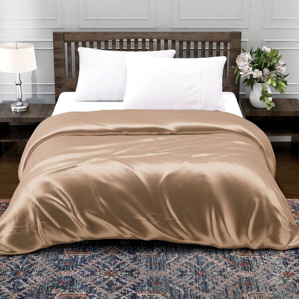 Serenity Night Seidendecke aus 100% Maulbeerseide mit 500gsm Kunstdaunenfüllung, 135x200cm, Beige image number 11