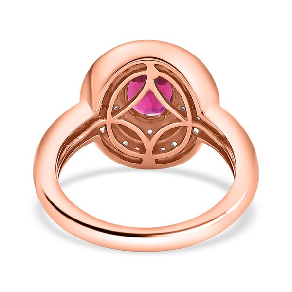 Rhodolith Granat, wei&szlig;er und Champagner Zirkon Ring - 2,37 ct. image number 6