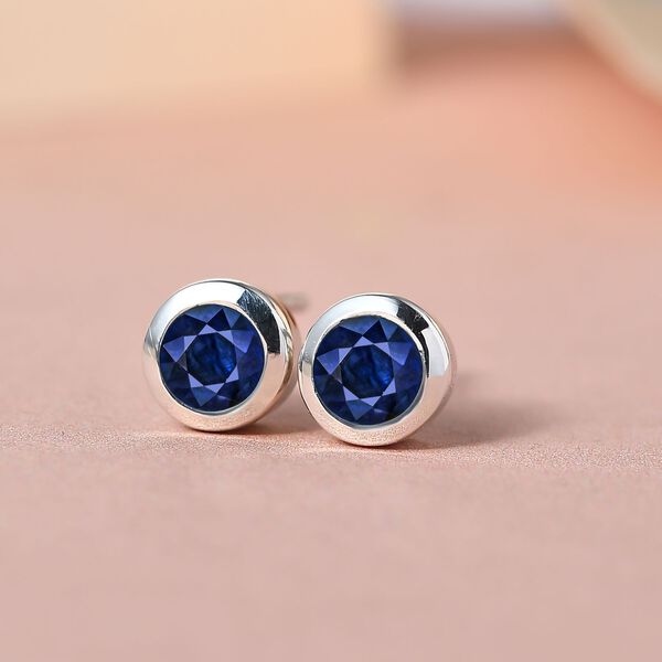 Masoala Saphir-Ohrringe, (Fissure gefüllt), 925 Silber platiniert ca. 1.51 ct image number 2