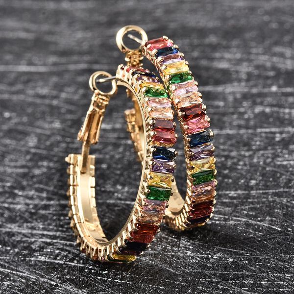 Mehrfarbige Zirkonia-Creolen, reines Messing ca. 5,00 ct image number 2