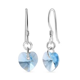 J Francis gefertigt mit SWAROVSKI- Aquamarin Swarovski Kristall Herz Ohrringe