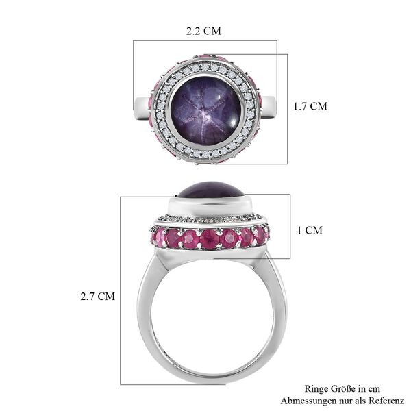 Sternrubin, afrikanischer Rubin und Zirkon-Ring - 9,47 ct. image number 7