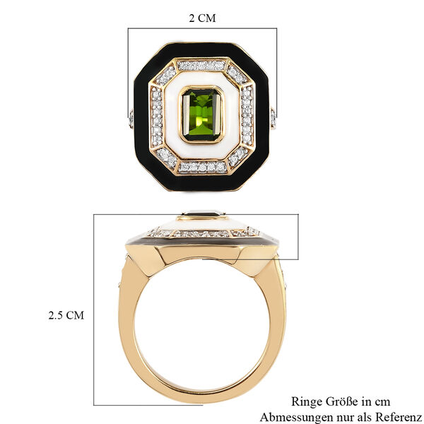 Natürlicher Chromdiopsid und Zirkon-Ring, 925 Silber vergoldet  ca. 1,65 ct image number 7