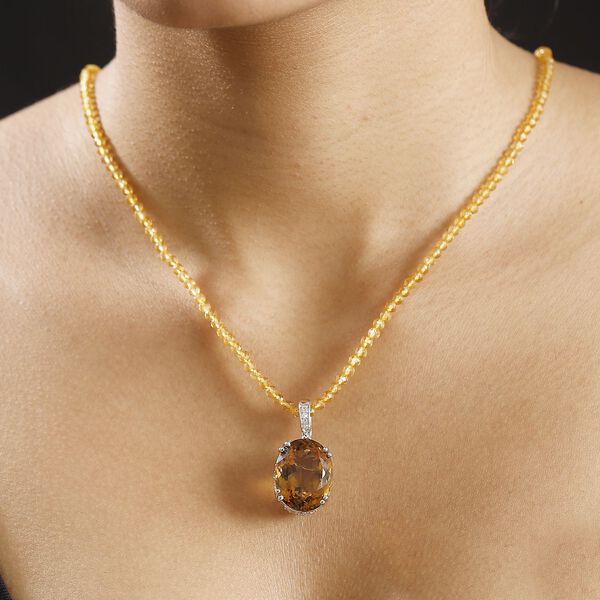 Citrin und Zirkon Anhänger mit 50cm Kette - 80,57 ct. image number 3