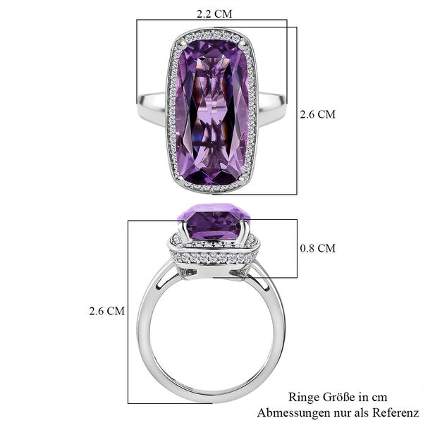 Afrikanischer Amethyst, weißer Zirkon Ring, 925 Silber platiniert, (Größe 21.00) ca. 15.57 ct image number 7