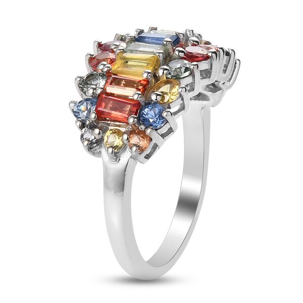 Mehrfarbig Saphir Cluster Ring 925 Silber Platin-&Uuml;berzug image number 6