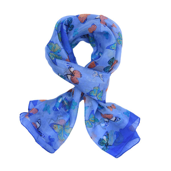 Bedruckter 100% Satin-Seidenschal, 48x160cm, lila image number 4