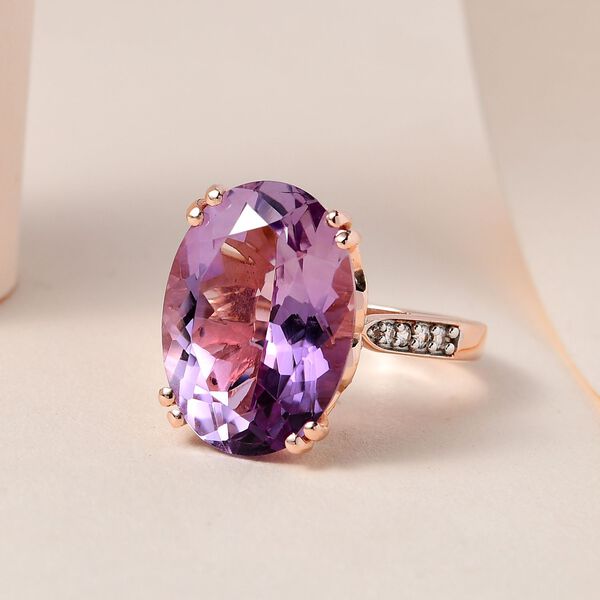 Rose De France Amethyst und Zirkon Cocktail Ring - 12,13 ct. image number 2