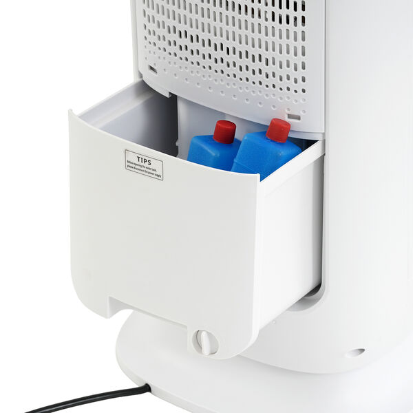 "Warm and cool dual use Bladeless design air outlet 120&deg;rotating air supply 3 wind speeds adjustment 2 warm gear power, instant heating Ultrasonic atomization, warm but not dry UV light for sterilization 2 colors light (cool-blue, warm-red) Remote control image number 6
