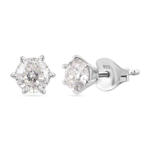 100 Facetten Moissanit Ohrringe 925 Silber rhodiniert ca. 0.93 ct image number 0